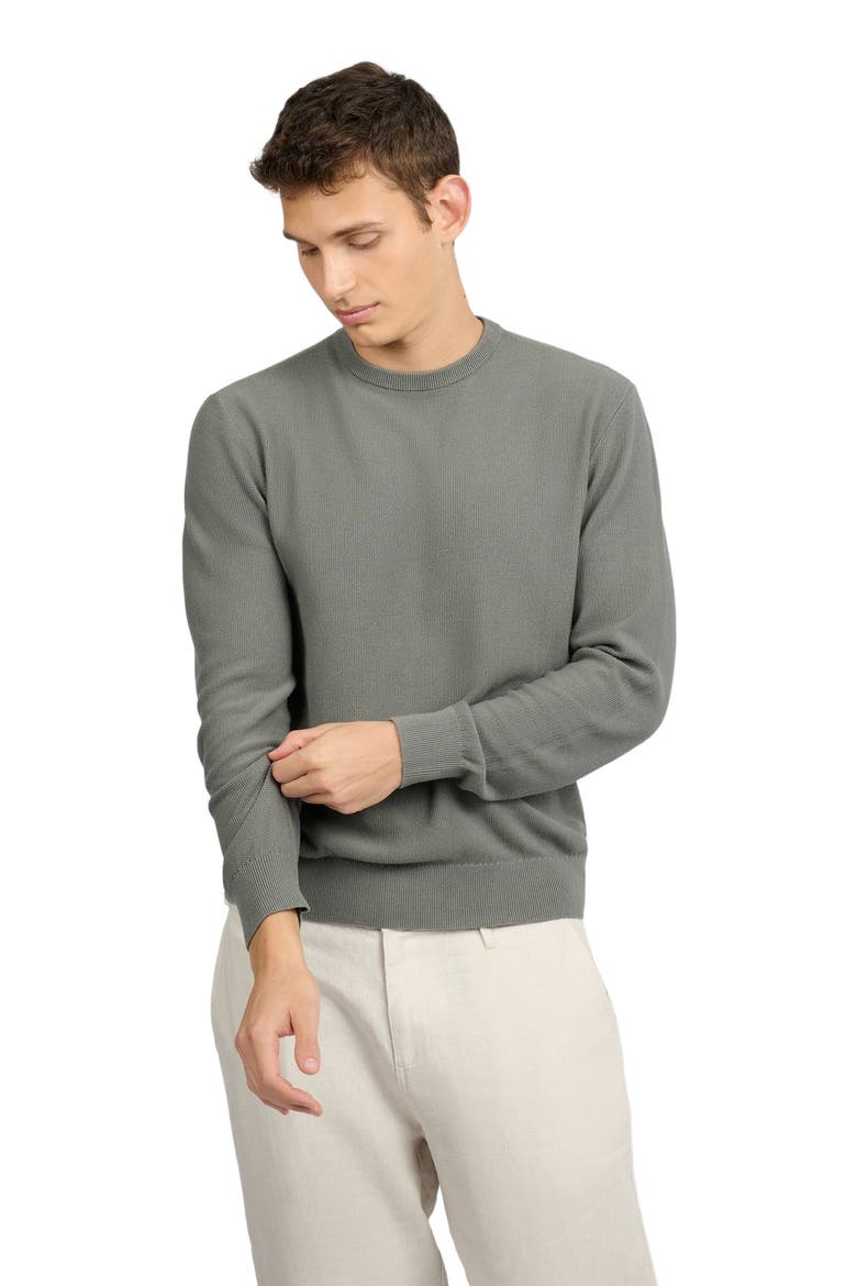 Pique Crewneck Sweater, Alternate, color, AGAVE