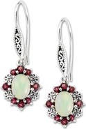 SAMUEL B. Sterling Silver Oval Opal & Semiprecious Stone Halo Drop Earrings