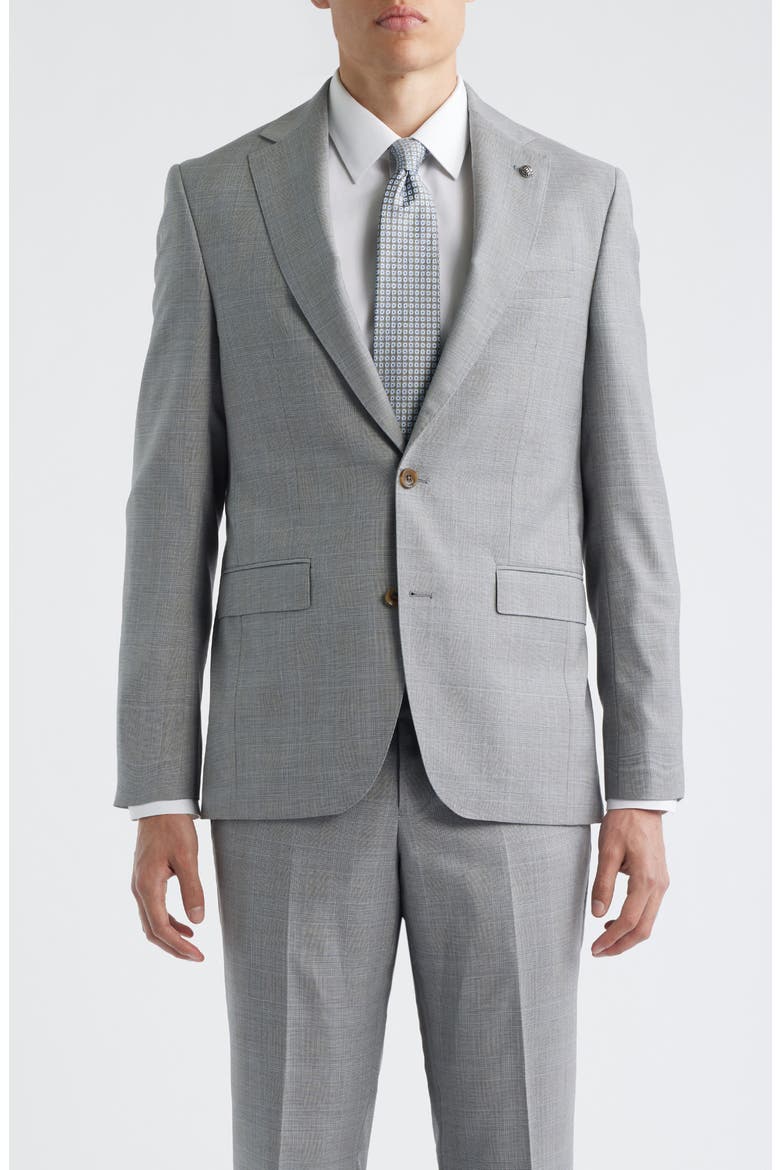 Esprit Contemporary Fit Light Grey Glen Check Super 100s Wool Suit, Alternate, color, LIGHT GREY