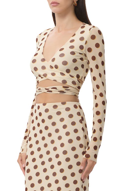 Afrm Halsey Wrap Mesh Crop Top In Brown