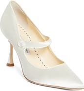 Manolo Blahnik Camparinew Bridal Pointed Toe Mary Jane Pump
