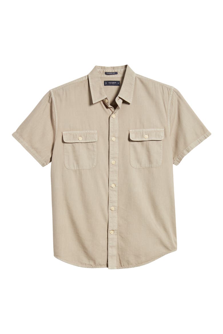 Lived-In Short Sleeve Button-Up Shirt, Alternate, color, SILVER SAGE