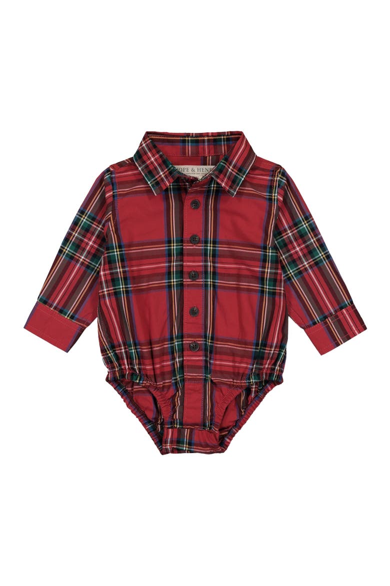 Baby Dapper Overall Set, Infant, Alternate, color, Red Holiday Tartan Black Set
