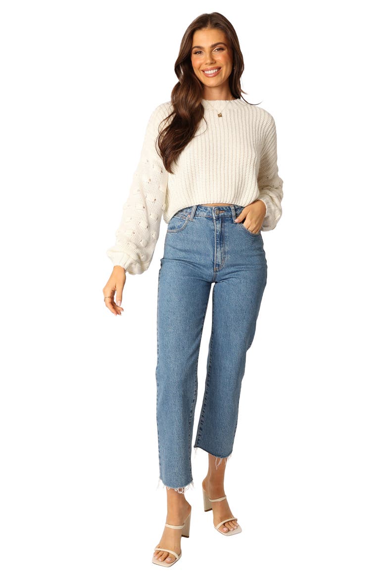 Catalina Textured Stitch Sleeve Sweater, Alternate, color, IVORY