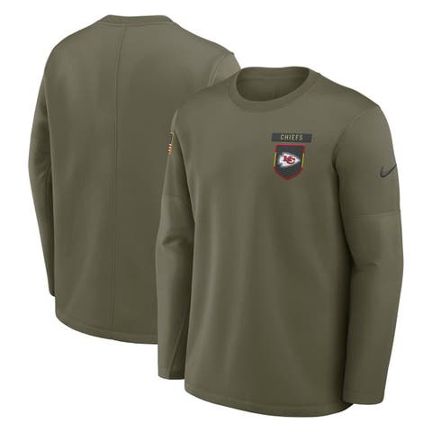 Men's Nike Olive Kansas City Chiefs 2025 Salute to Service Sideline Coaches Therma-FIT Long Sleeve Shirt