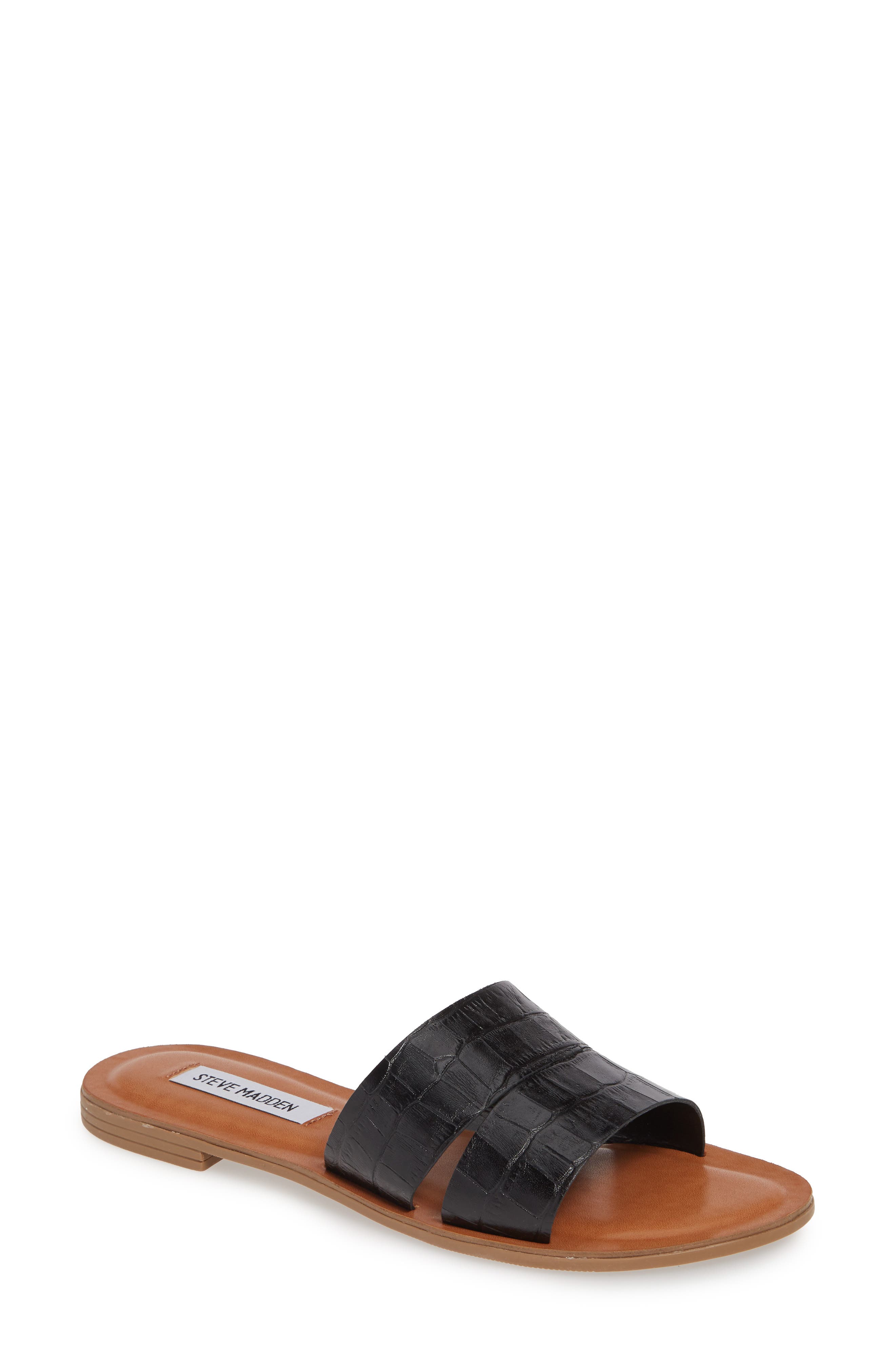Alexandra Slide Sandal, Main, color, BLACK CROCO