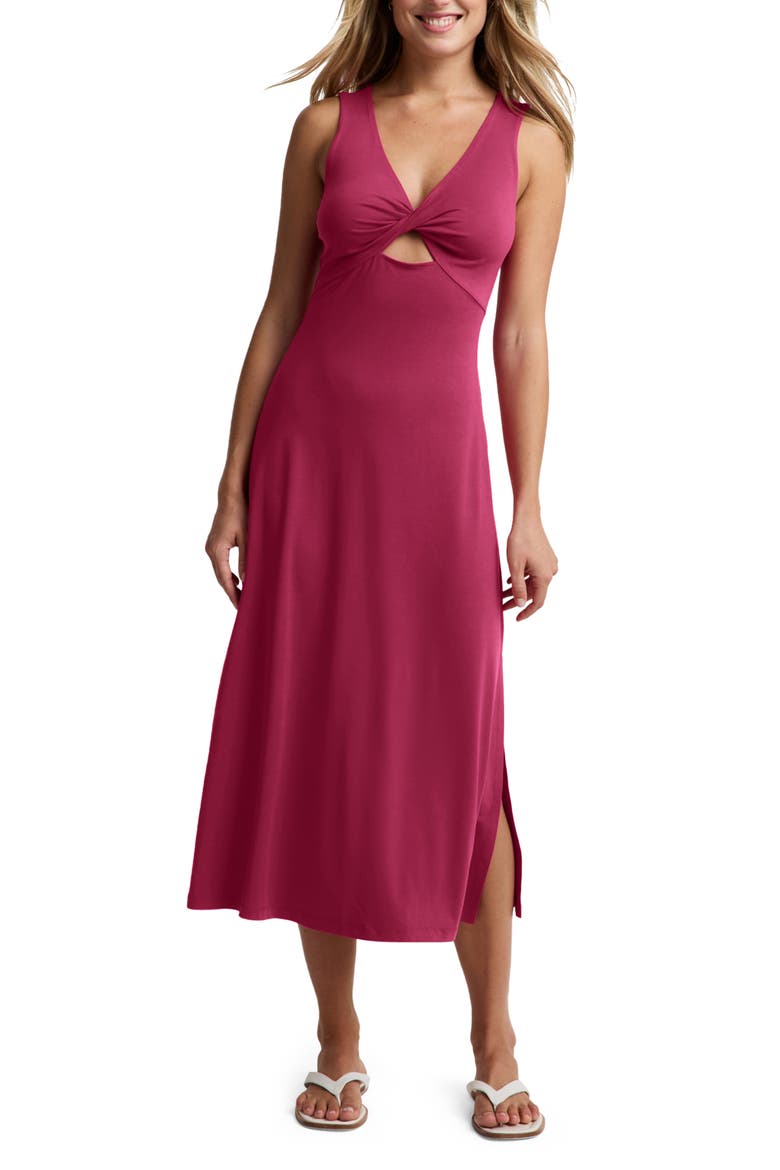 Twist Keyhole Midi Dress, Main, color, SANGRIA