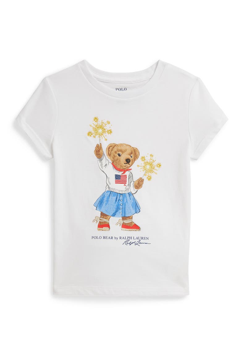 Kids' Polo Bear Cotton T-Shirt, Main, color, WHITE