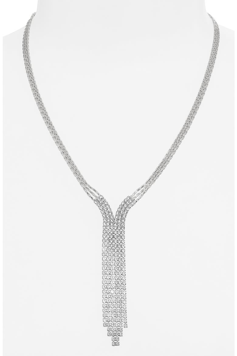 Crystal Y-Necklace, Alternate, color, CLEAR- SILVER