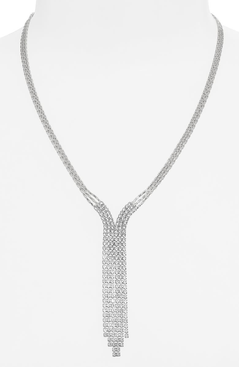 NORDSTROM RACK Crystal Y-Necklace, Alternate, color, Clear- Silver