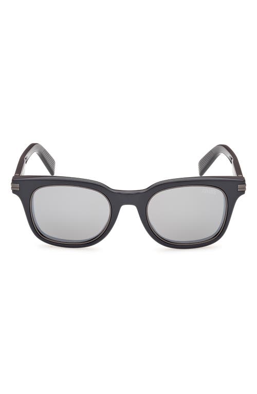 Zegna 50mm Rounfd Sunglasses In Blue