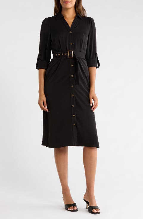 Long Sleeve Belted Shirtdress