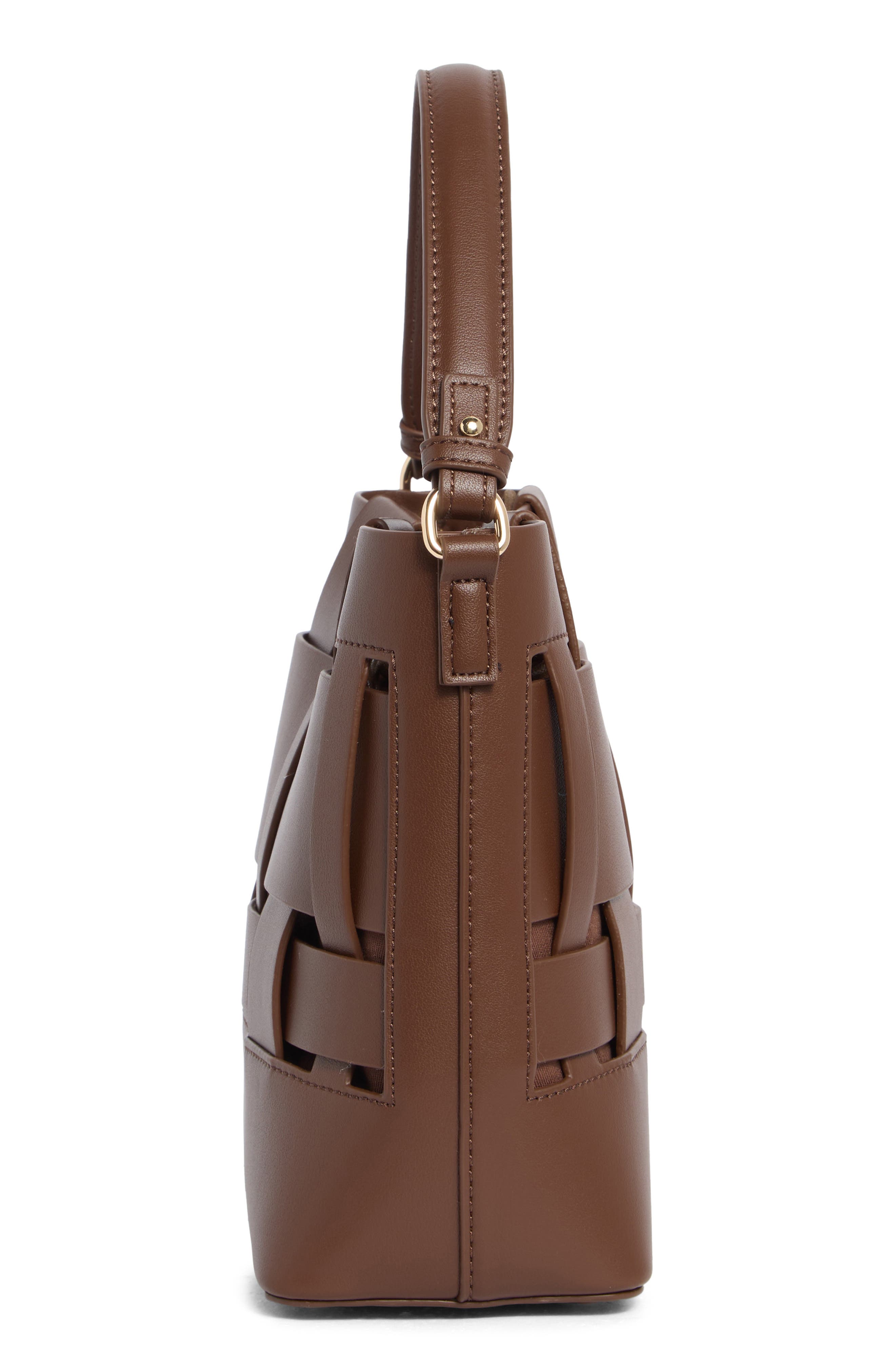 URBAN EXPRESSIONS HANDBAGS Woven Bucket Shoulder Bag, Alternate, color, Chocolate