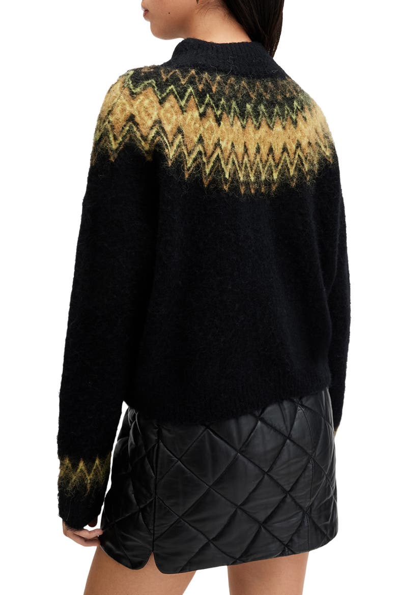 Clyde Fair Isle Sweater, Alternate, color, BLACK