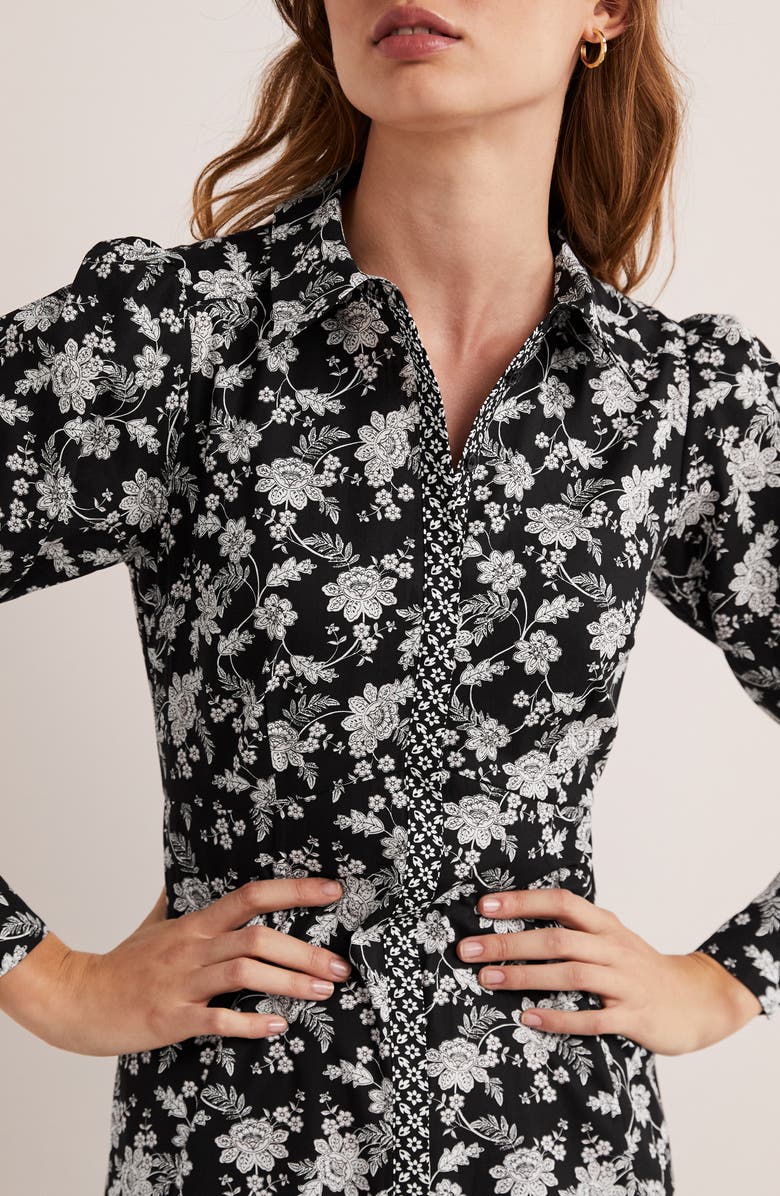 Boden Floral Empire Long Sleeve Cotton Shirtdress, Alternate, color, 