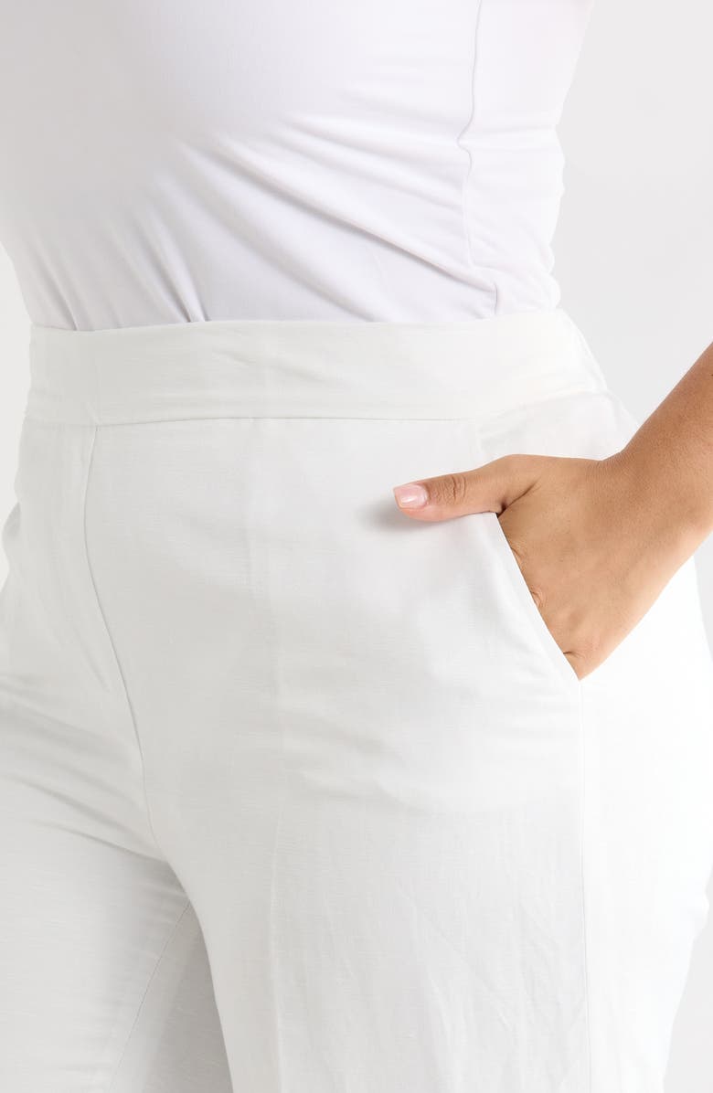 KASPER The Audrey Pull On Linen Blend Pants, Alternate, color, Lily White