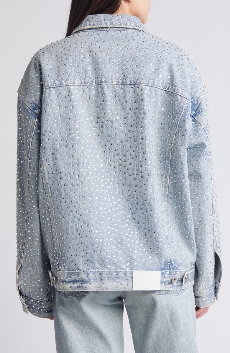 PURPLE BRAND Crystal Detail Denim Trucker Jacket, Alternate, color,