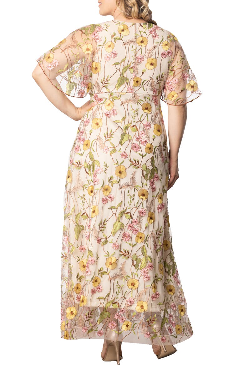 Embroidered Elegance Floral Gown, Alternate, color, SUNKISSED GARDEN