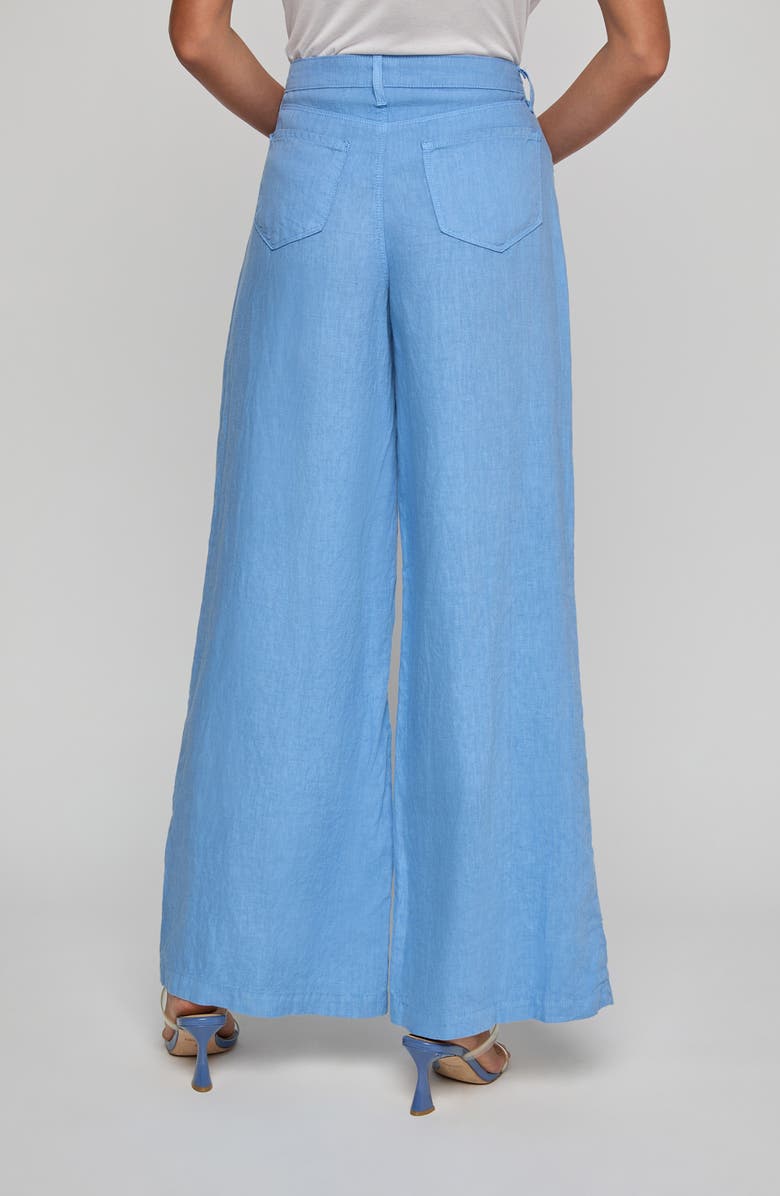 L'AGENCE Amara Wide Leg Linen Pants, Alternate, color, Allure Blue