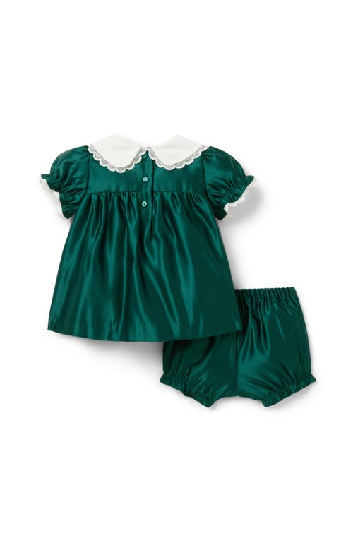 Janie And Jack The Satin Collared Matching Baby Set In Green