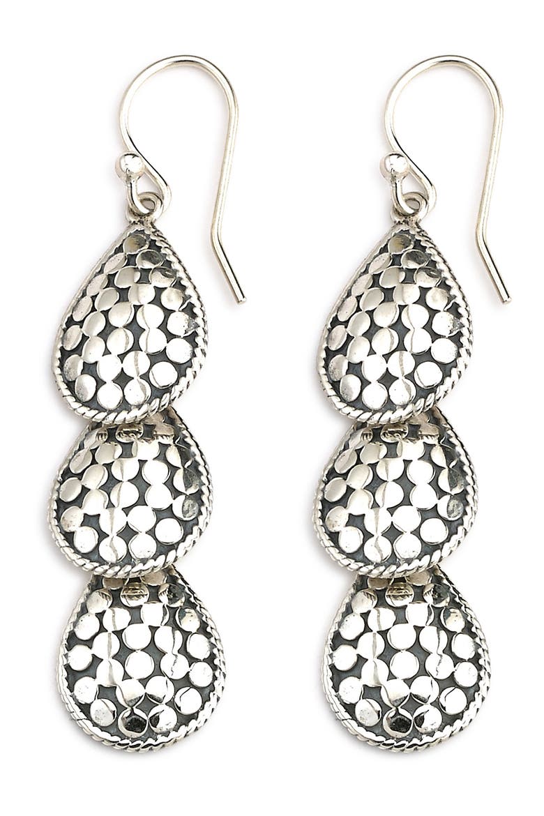 Dots Teardrop Earrings, Alternate, color, SILVER