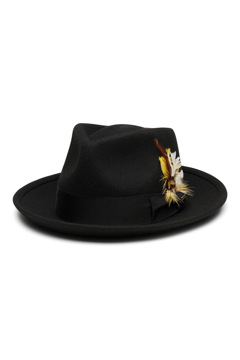 Wool Fedora Hat, Main, color, BLACK