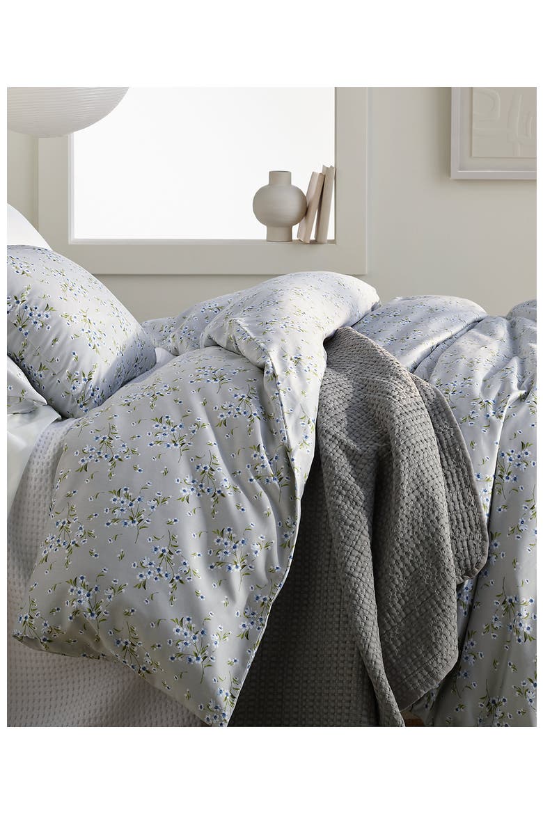 700 Thread Count Luxe Sateen Egyptian Cotton No Iron Bed Pillow Sham, Alternate, color, Light Fog Snow Drop Floral