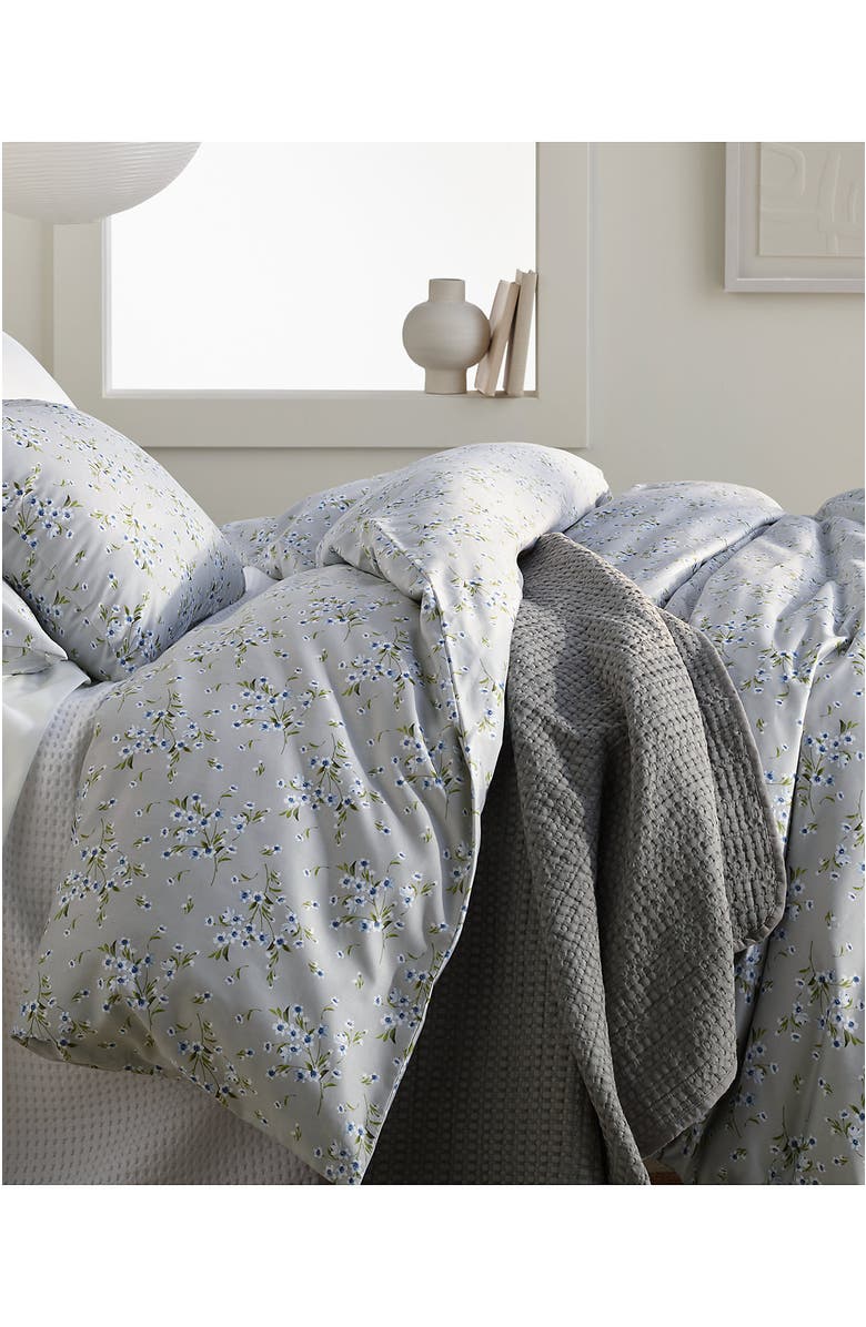 Lands' End 700 Thread Count Luxe Sateen Egyptian Cotton No Iron Bed Pillow Sham, Alternate, color, Light Fog Snow Drop Floral