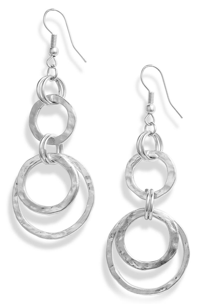 Hoop Drop Earrings, Main, color, SILVER