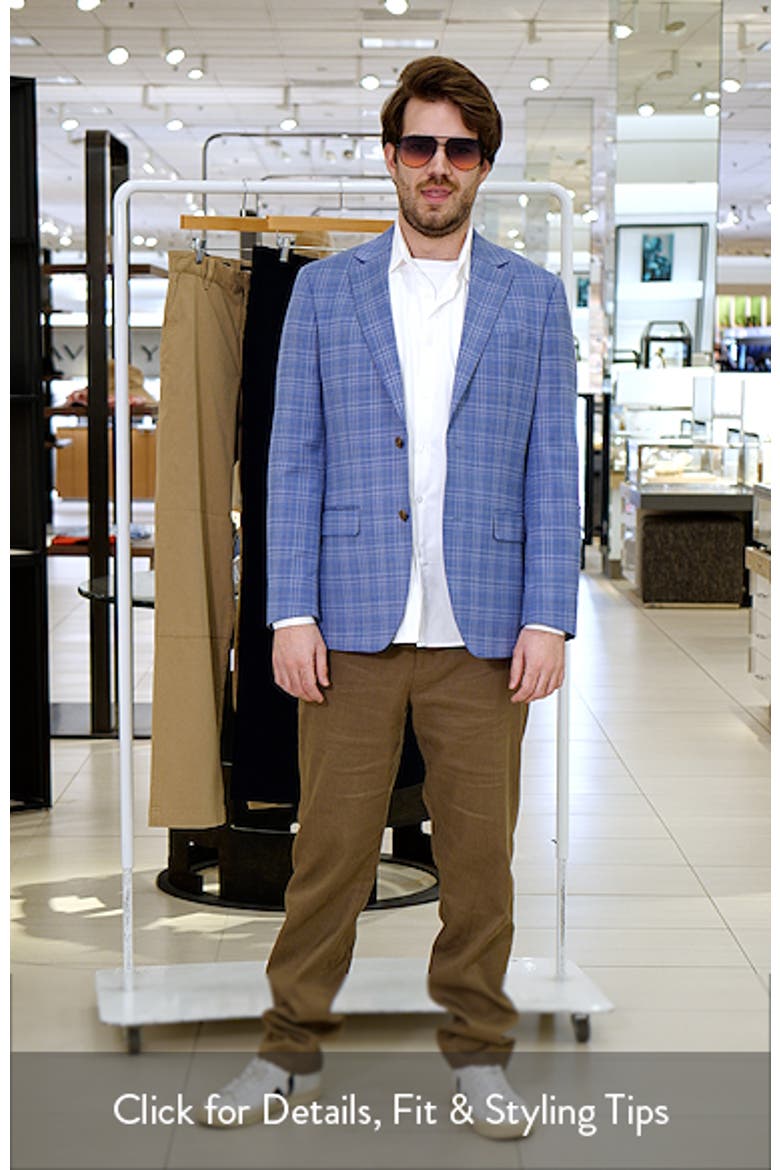 Henrik Trim Fit Light Blue Plaid Wool Sport Coat video