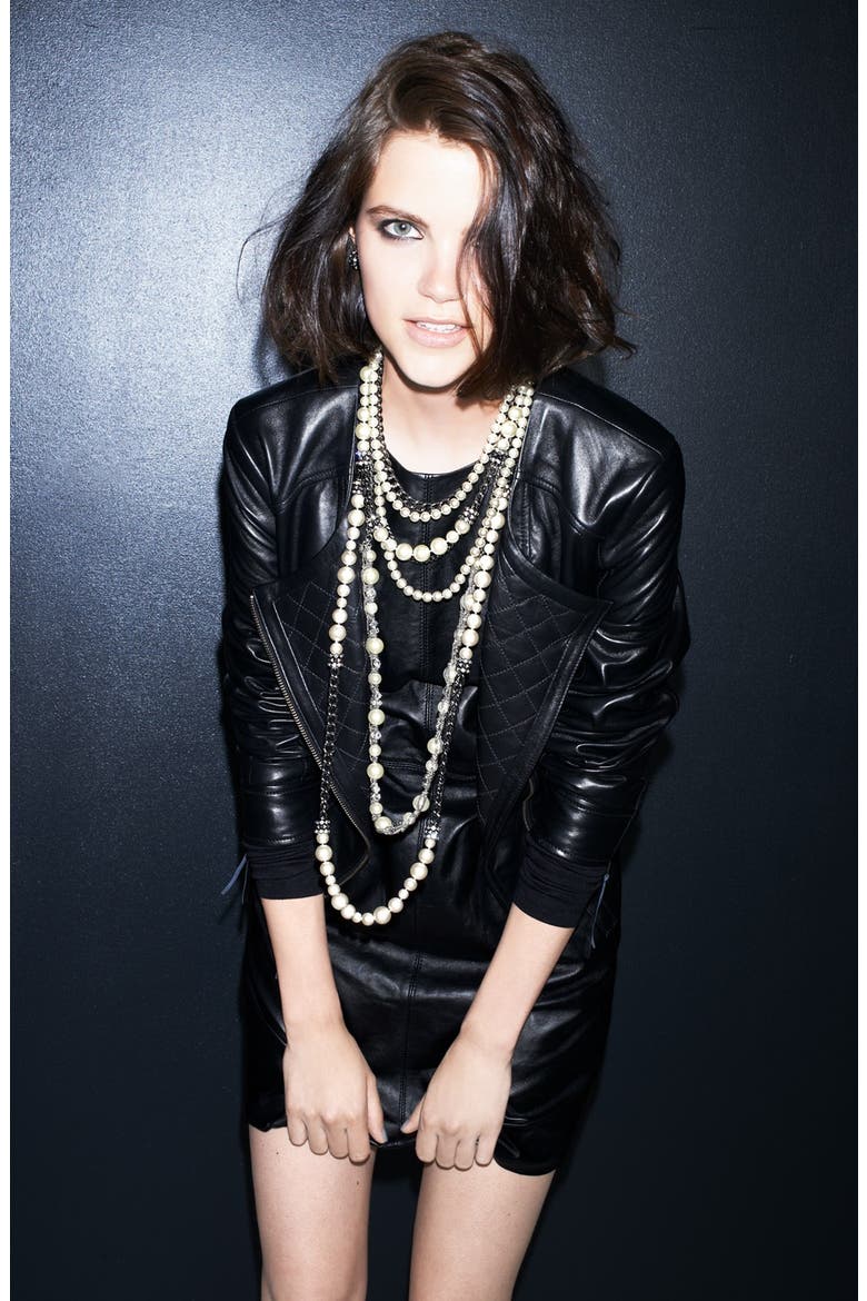 Long Station Necklace (Nordstrom Exclusive), Alternate, color, BLACK PEARL/ CLEAR/ HEMATITE