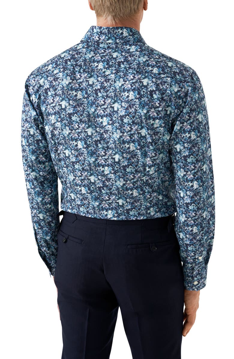 Eton Slim Fit Floral Cotton Dress Shirt, Alternate, color, Navy