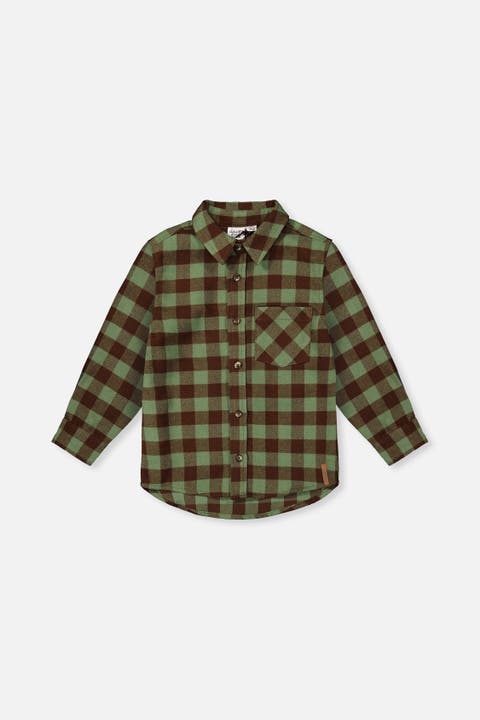 Brushed Plaid Button-Front Chest Pocket Flannel Shirt