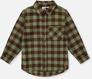Deux par Deux Brushed Plaid Button-Front Chest Pocket Flannel Shirt