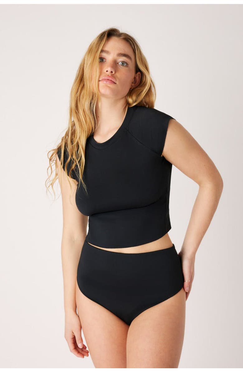 LONDRE BODYWEAR The Short Sleeve Surf Top, Alternate, color, Matte Black