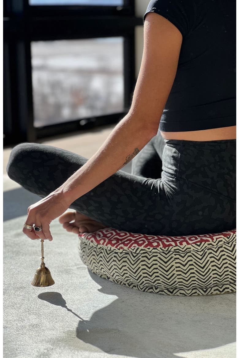 Block Print Meditation Cushion - Round, Alternate, color, Block Print