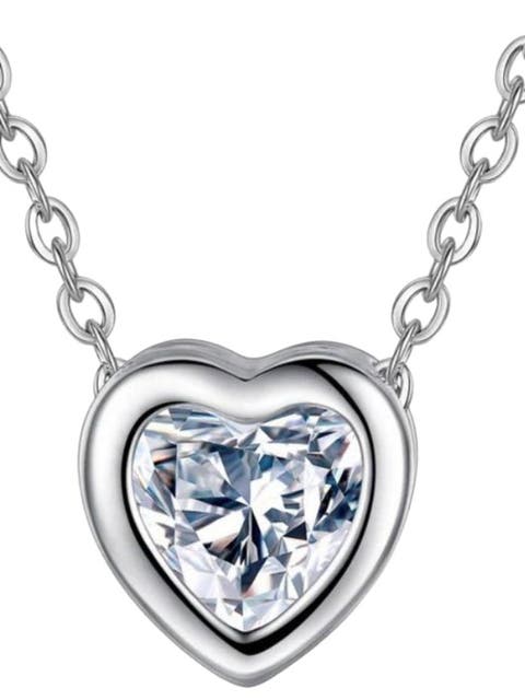 Heart Necklace 18k Gold Cubic Zirconia Crystal