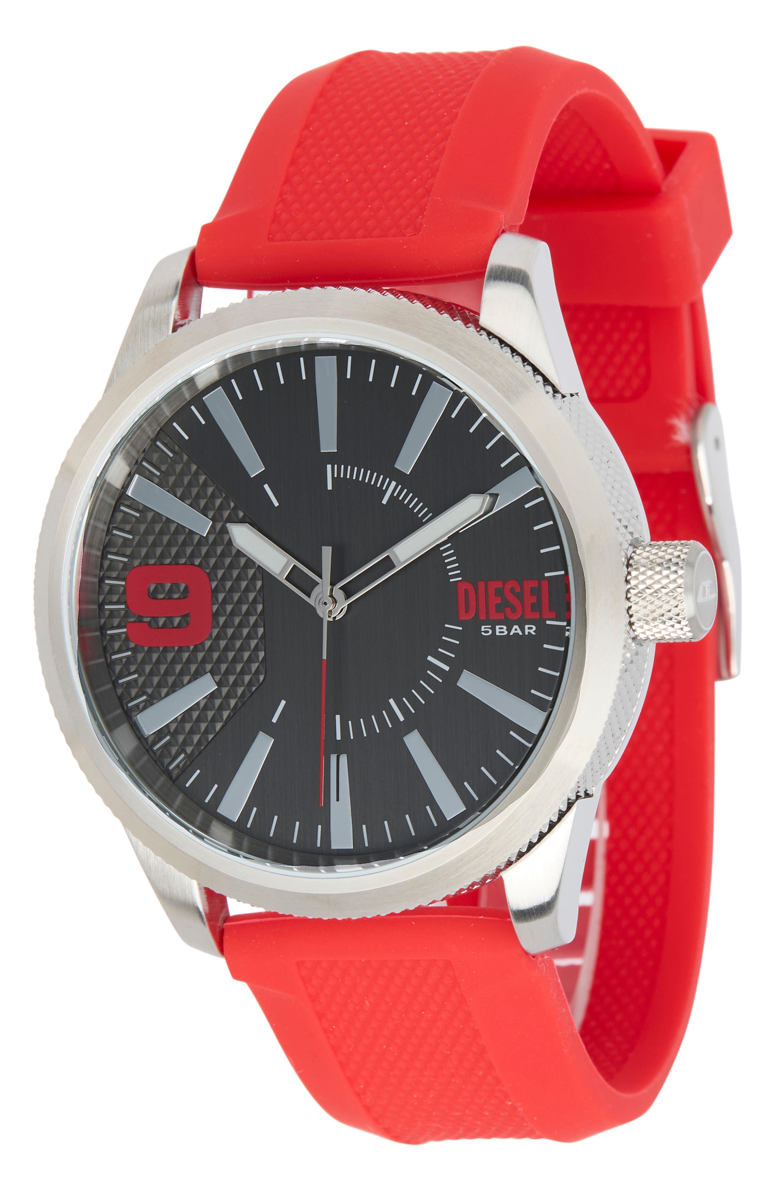 Rasp Silicone Strap Watch, 46mm