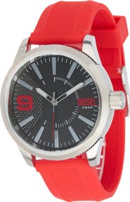 DIESEL® Rasp Silicone Strap Watch, 46mm