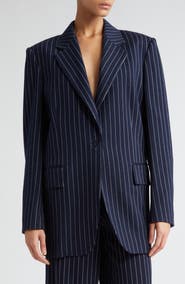 Max Mara Aceri Pinstripe Cotton, Cashmere & Silk Blazer