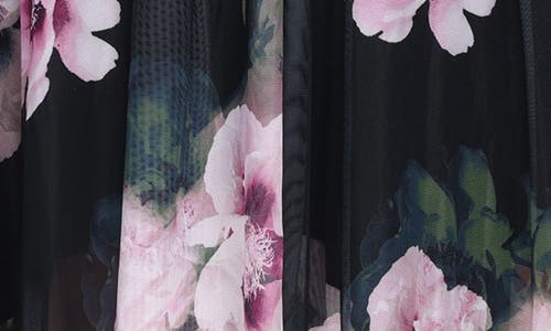 Sl Fashions Floral Cap Sleeve Mesh Midi Dress In Multi