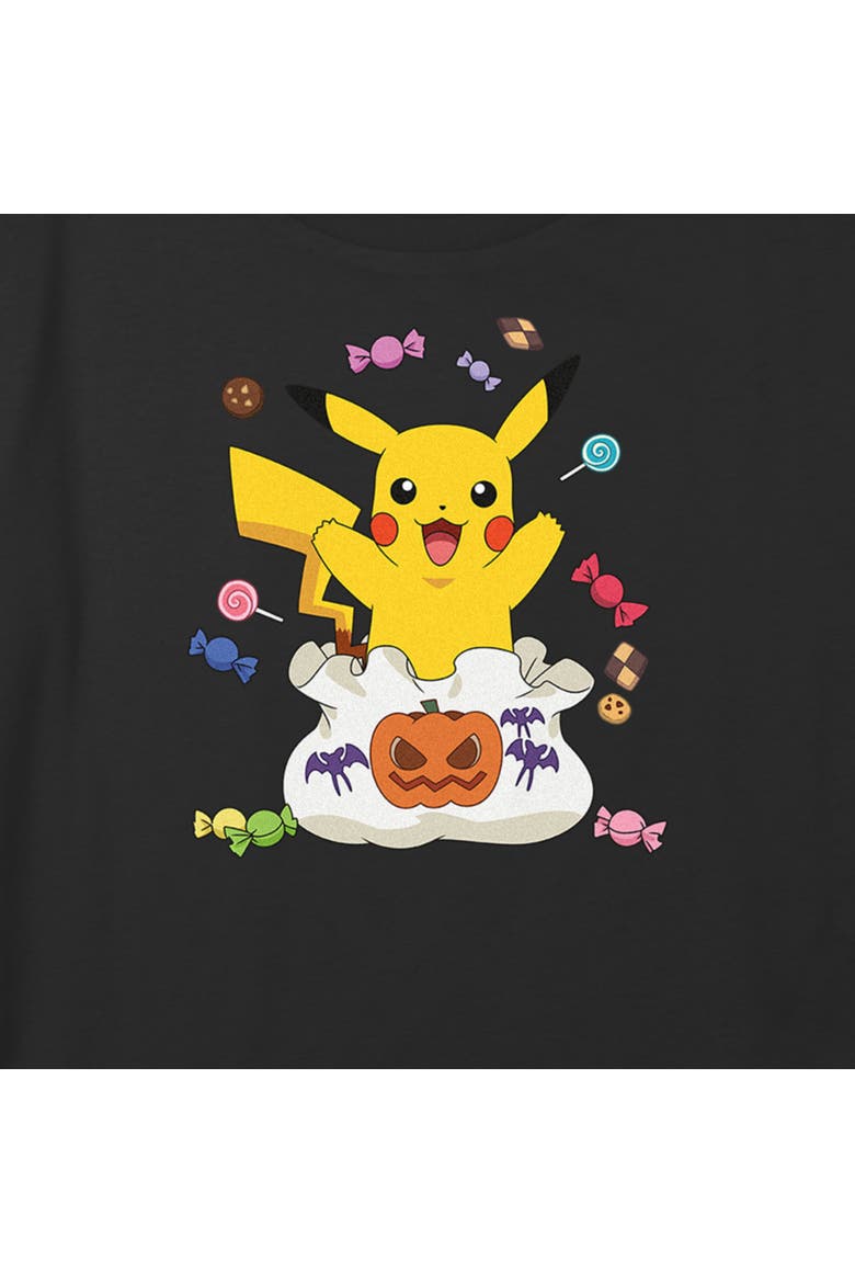 Girl's Pokemon Halloween Pikachu Candy Bag  Graphic T-Shirt, Alternate, color, Black