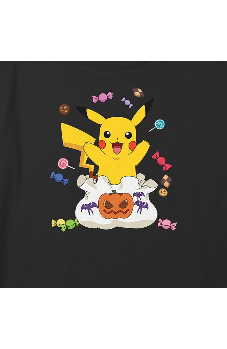 POKEMON Girl's Pokemon Halloween Pikachu Candy Bag  Graphic T-Shirt, Alternate, color, Black