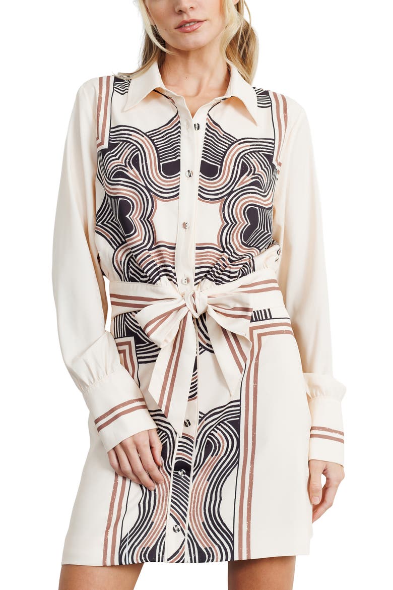 Ophena Geo Print Miniskirt, Alternate, color, CREAM