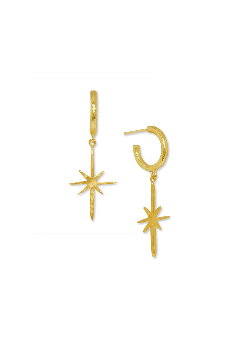 Northern Star Hoop Earrings, Main, color, Brass