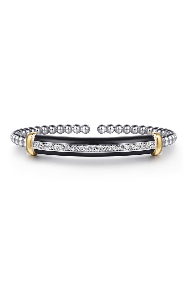 Bujukan 14k Gold & Sterling Silver White Sapphire Bangle, Main, color, STERLING / 14K/ WHITE SAPPHIRE