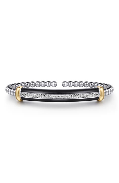 Bujukan 14k Gold & Sterling Silver White Sapphire Bangle