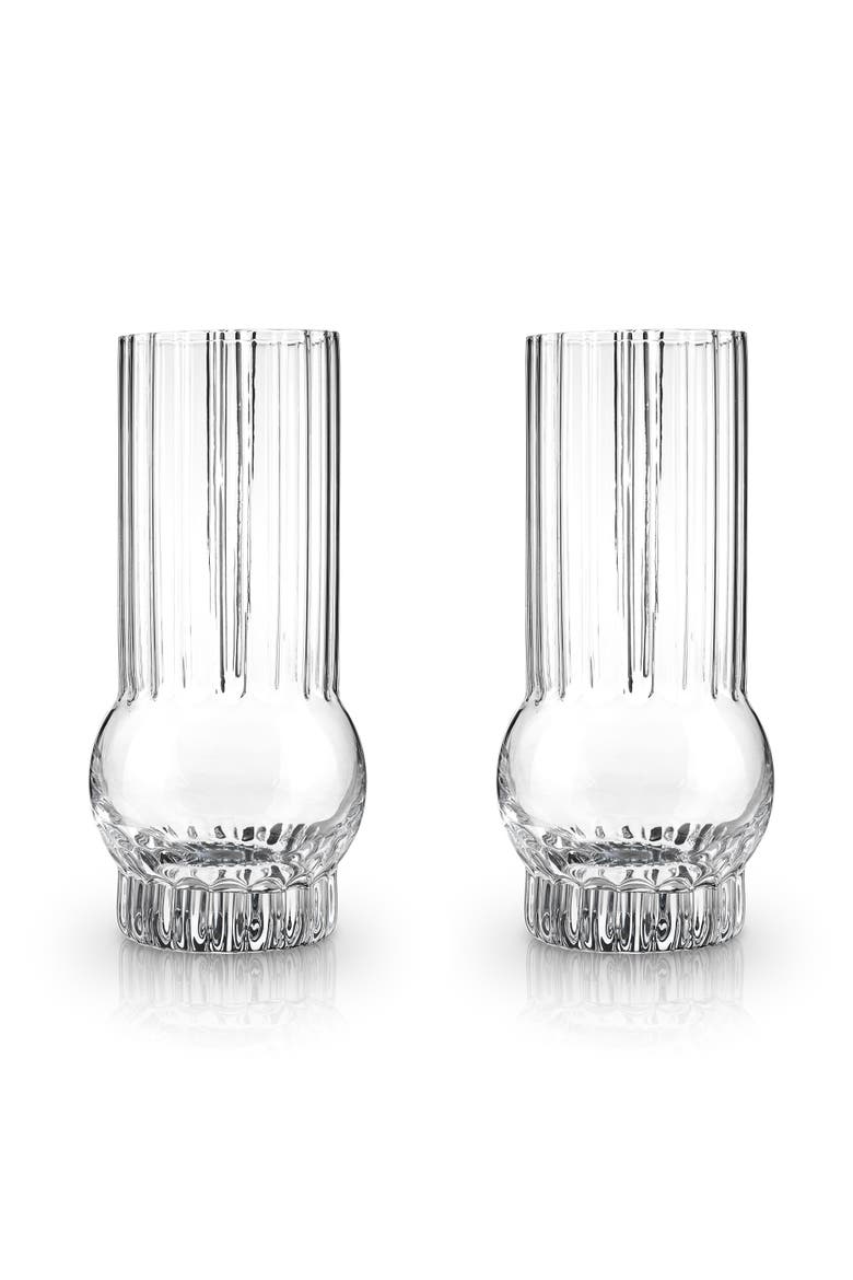 Art Deco Crystal Highball Glasses Set of 2, Alternate, color, Clear