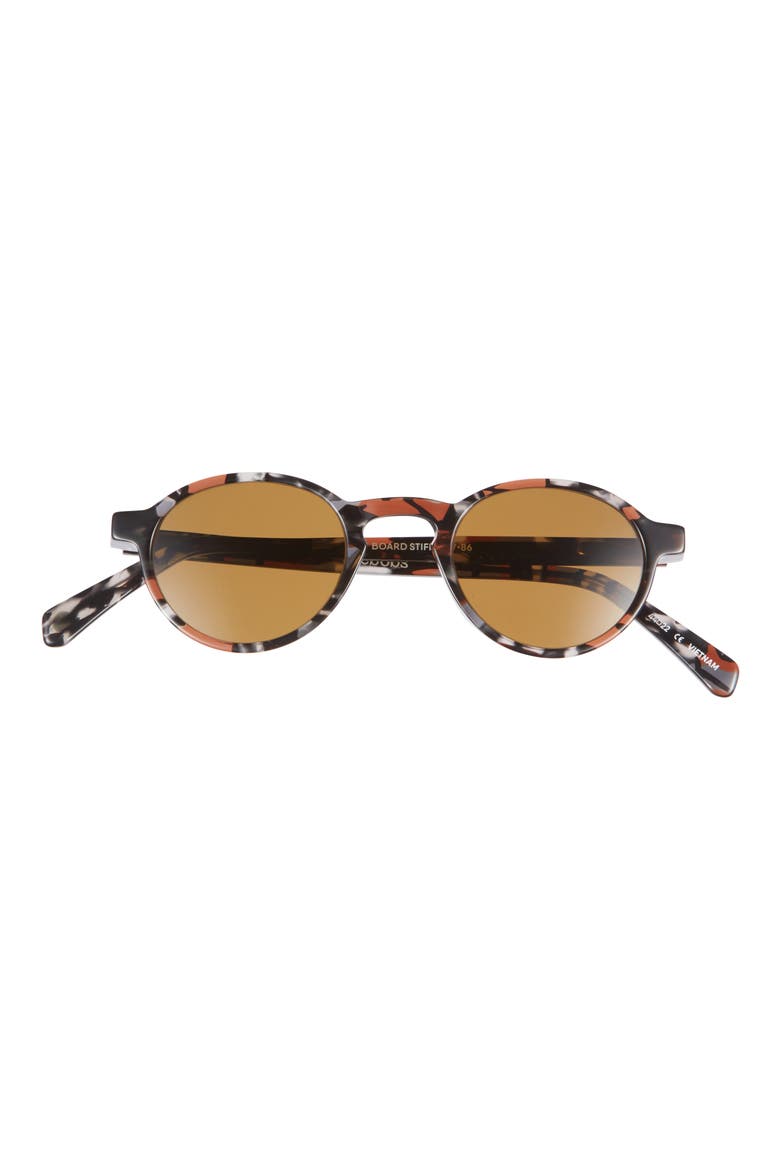Board Stiff 43mm Round Polarized Sunglasses, Main, color, CHARCOAL / POLARIZED BROWN
