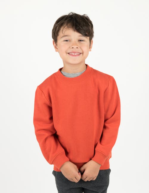 Leveret Kids Pullover Sweatshirt, Long Sleeve, Solid Colors In Orange